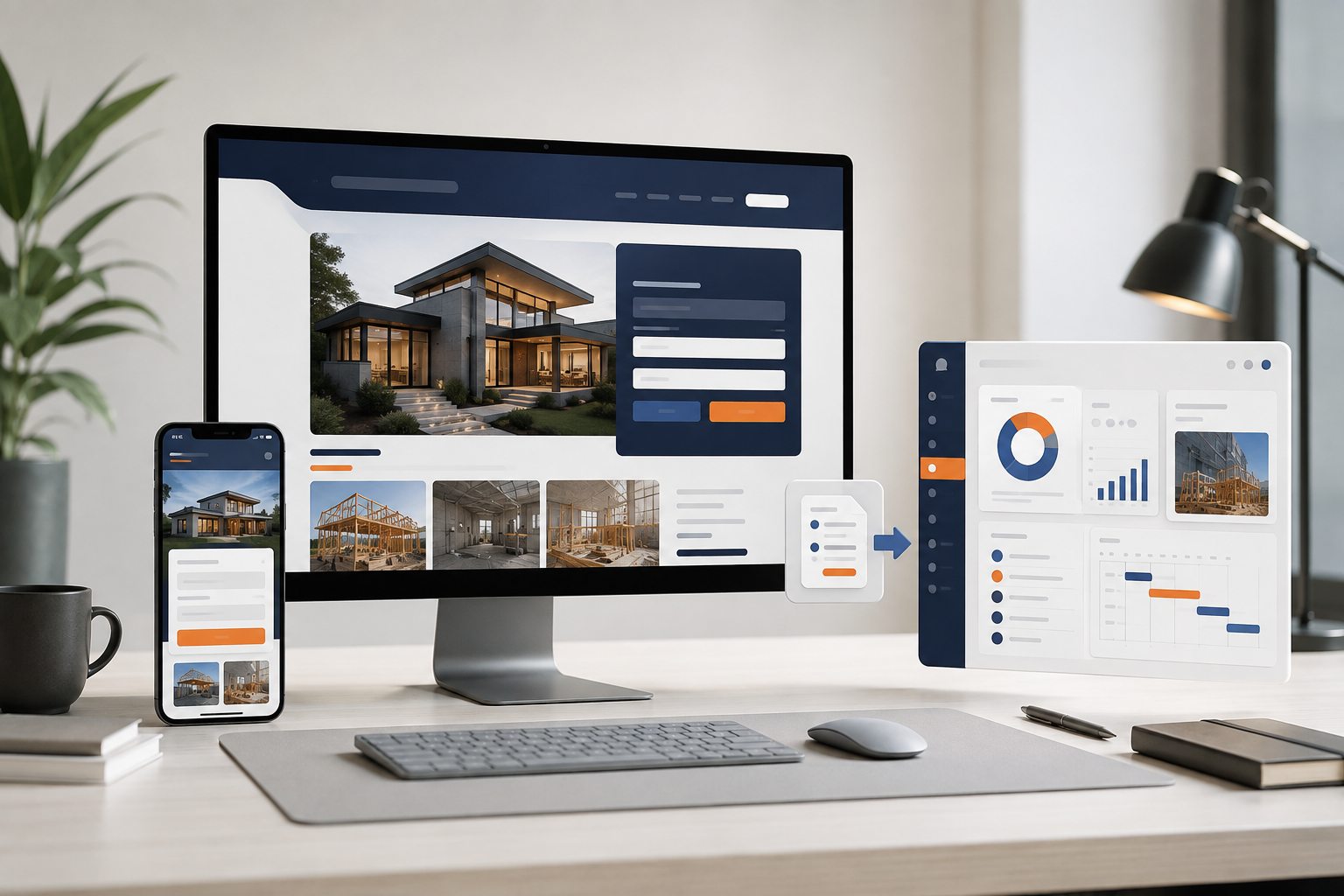 Responsive contractor website connected to an operations dashboard